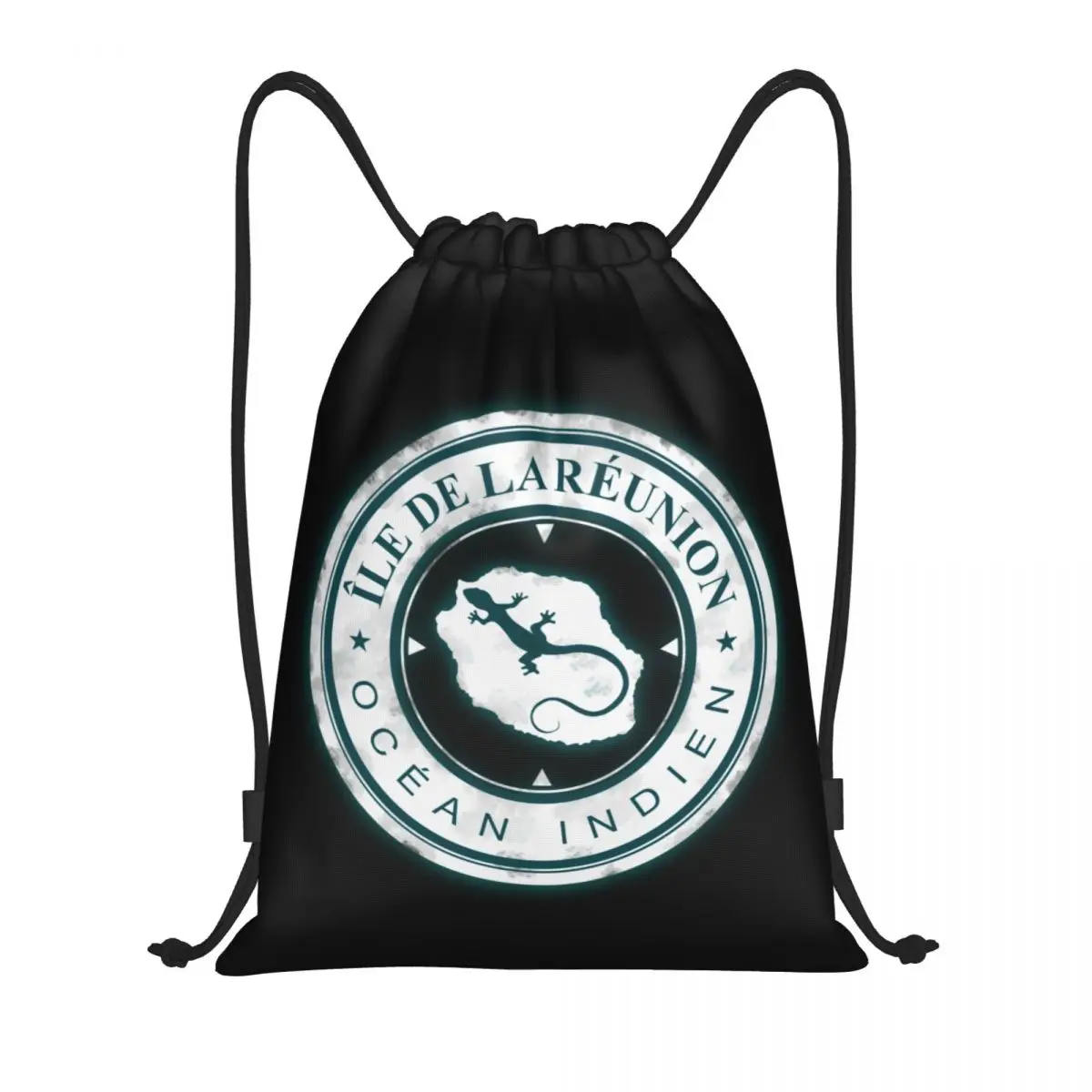 

974 Ile De La Reunion Drawstring Backpack Gym Sport Sackpack Foldable Indian Ocean Island Margouillat Training Bag Sack