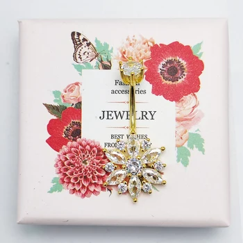 1Pcs 925 Sterling Silver Belly Button Ring Flower Style CZ Navel Piercing Body Jewelry For Women