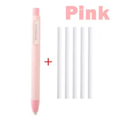 Set of 6 Pen-Shaped Press-Type Pencil Erasers with Replaceable Cores - Ideal for Sketching, Painting, Writing, and School Supplies (6pcs Pink set)