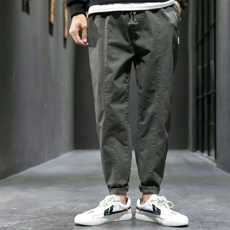 Spring Autumn solid color Korean Pants For Man Straight Leg Loose Casual Male Trousers Hip Hop Streetwear Clothes men pants