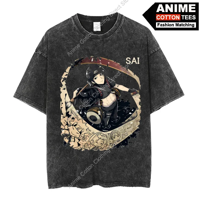 

Anime Sai T-shirt y2k Harajuku Hip Hop Fashion Casual Unisex Streetwear T Shirt Black Vintage Cotton Oversized Loose Tees