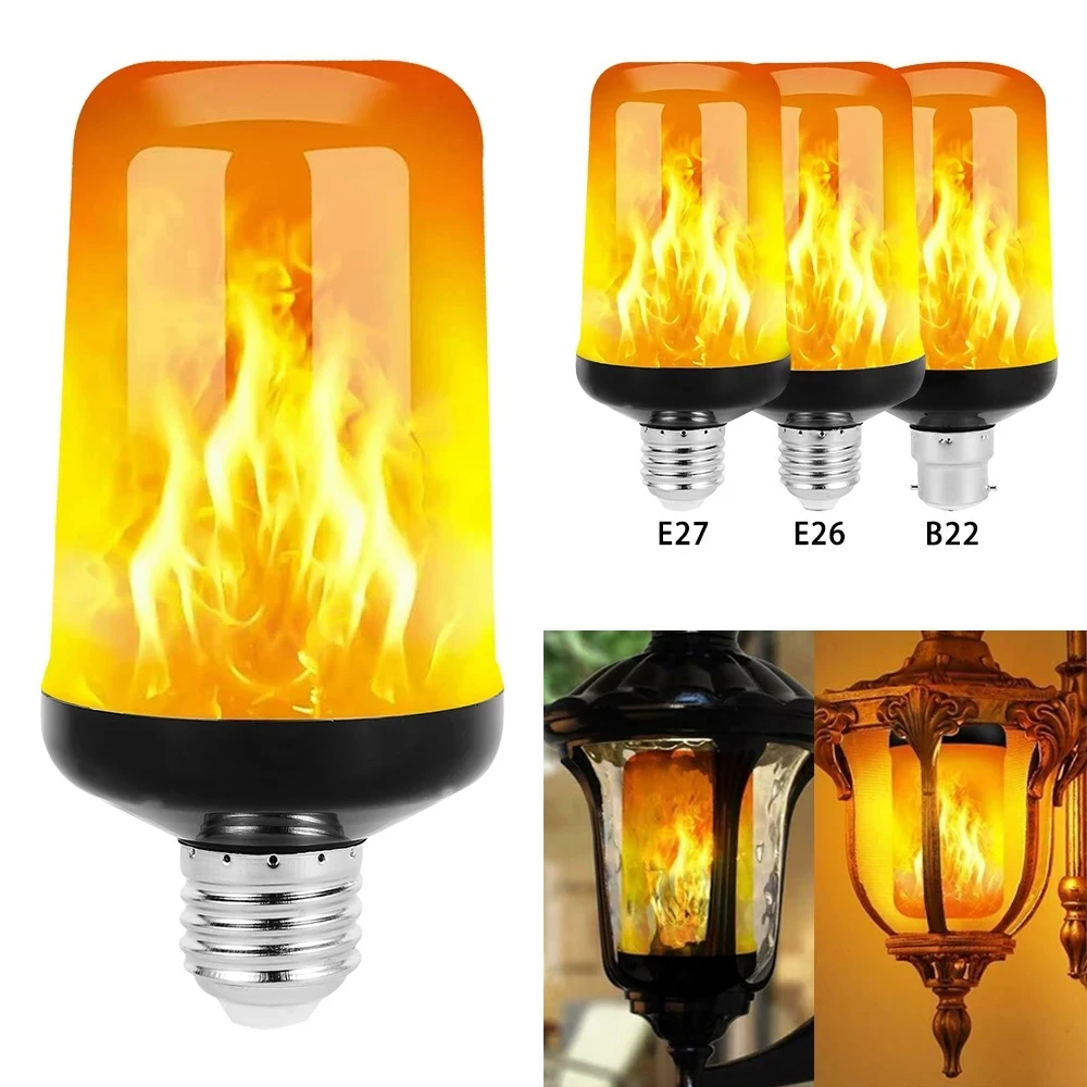 6pcs/lot E27 Flame Effect Fire Light Bulb Smd2835 Flickering Emulation 4 Modes Night Lamp E14 1200k~1400k Home Decoration - Led Bulbs & Tubes - AliExpress