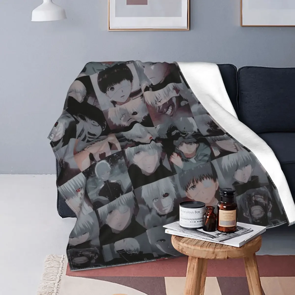 

Tokyo Ghoul Kaneki Ken Coral Fleece Plush Throw Blankets Japanese Manga Anime Harajuku Horror Blankets for Sofa Plush Thin Quilt