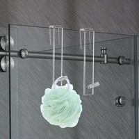 Shower Door Hooks 7-inch Clear Acrylic Extended Over Door Hooks for Bathroom 0.47-in Frameless Glass Door Tool Free Shower Towl 1