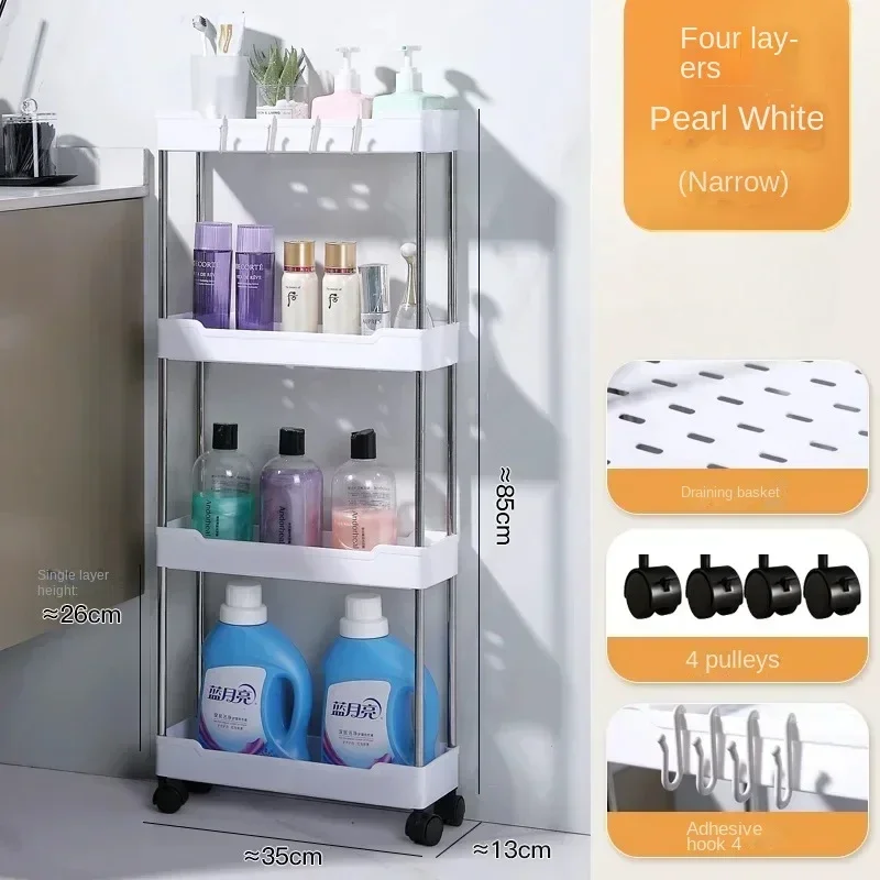 Bathroom Storage Rack With Wheels 3/4 Layer Rolling Utility Cart Bathroom Storage Organizer Multi-purpose Utility Cart storage rack bathroom shelf rack bathroom storage rack storage trolley