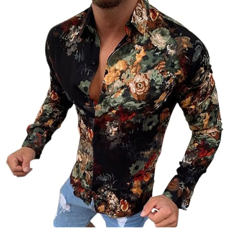 short sleeved shirts Spring Autumn Men's Printed Hawaii Casual Shirts 2022 Brand Streetwear Men's Clothing Cardigan High-End Long Sleeve Dress Shirt mens short sleeve button up shirts Shirts