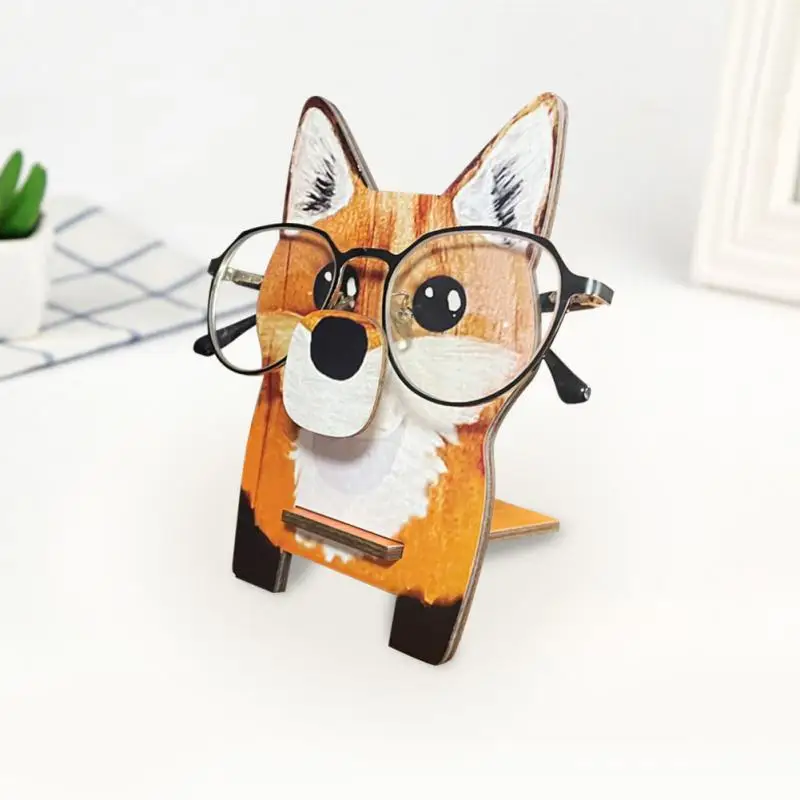 

Wooden Animal Glasses Holder Stand Fox Cute Pet Spectacle Organizer Sunglasses Eyeglass Display Home Office Desk Decor Gift New