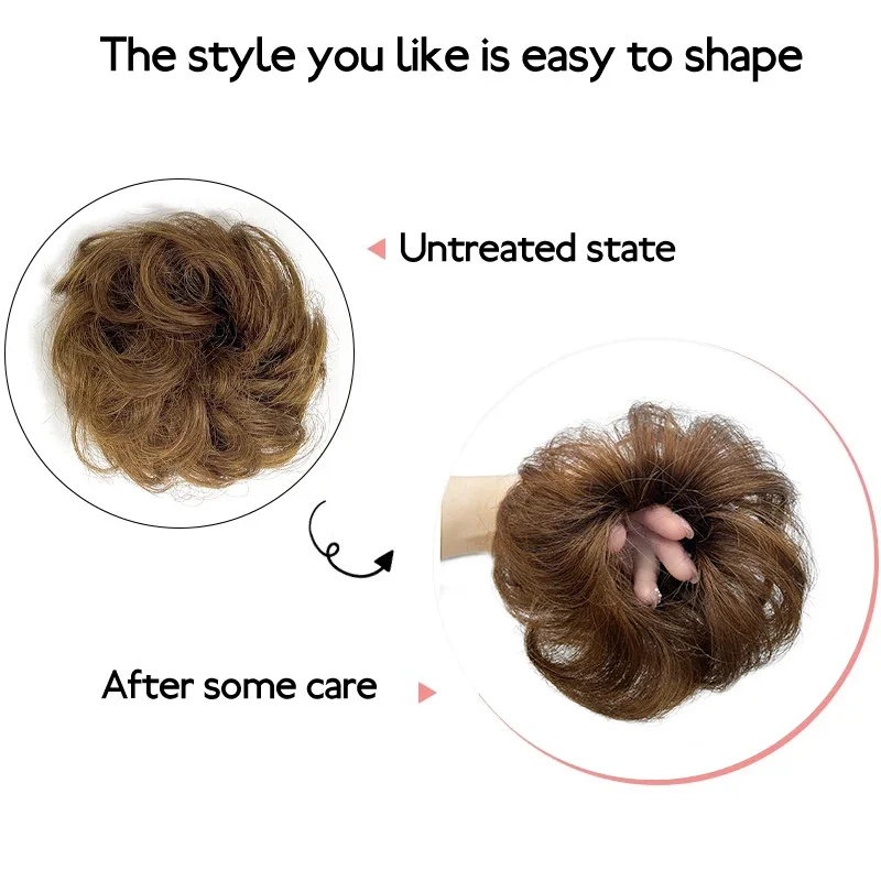 100% Human Hair Large Bun Messy Updo Hair Piece Chignon Extensions Women Elastic Hairpiece Tousled Updo Chignons for Daily Use