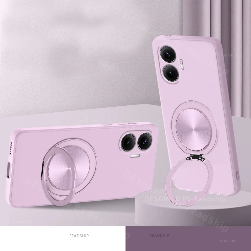 Silicone Phone Case with Magnetic Holder and Screen Protector Film