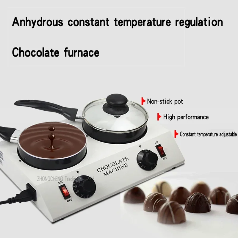 Fonte à Chocolat Électrique 800W – 2 Pots Professionnels, Chauffage 30-85°C