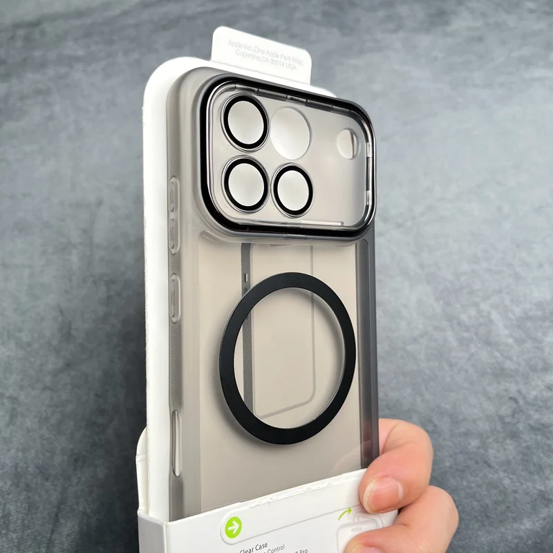 Shockproof Transparent Silicone Magnetic Case with Lens Film Cover