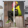 Curtains Child Room Street Punk Girl Window Curtain for Room 2 Panel Home Interior Curtains Tulle for Bedroom Shades Partition 1