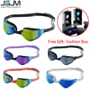 JSJM Professional Adult Anti-Fog Swimming Goggles Men Women With HD Wide-Angle Lens  Waterproof Adjustable Silicone Swim Glasses 1