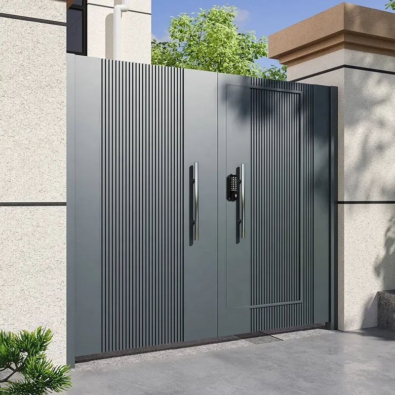 Courtyard Entrance, Villa Entrance, Aluminum Alloy Double Door, Painted Brushed, Customized Size and Color, Durable 6