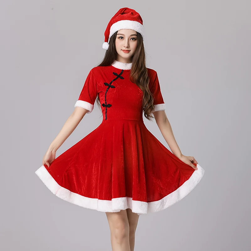 

Christmas Costume Adult Women's Party Santa Claus Set Stage Performance Dress