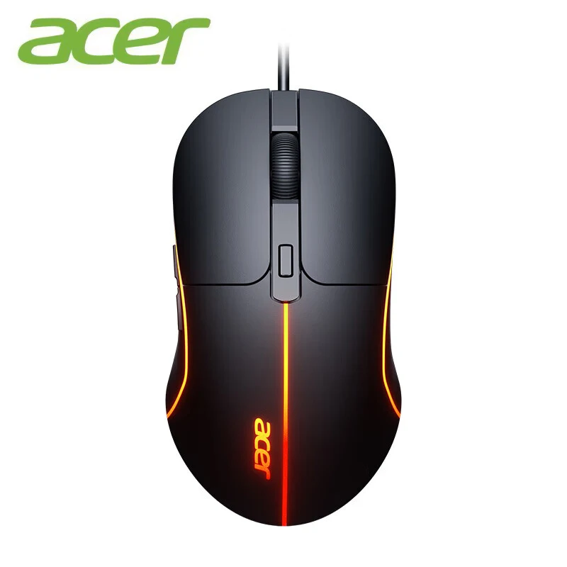 Acer-usb mouse com fio 6 teclas 3200dpi, óptico, colorido, leve, melhor para jogos competitivos, escritório, notebook, laptop