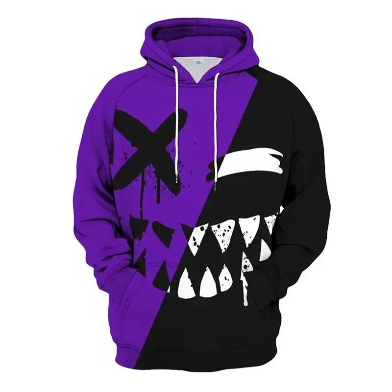 

New Street pullover spring and fall neutral essential casual sportswear purple weird smiley face 3D printed hoodie hoodie