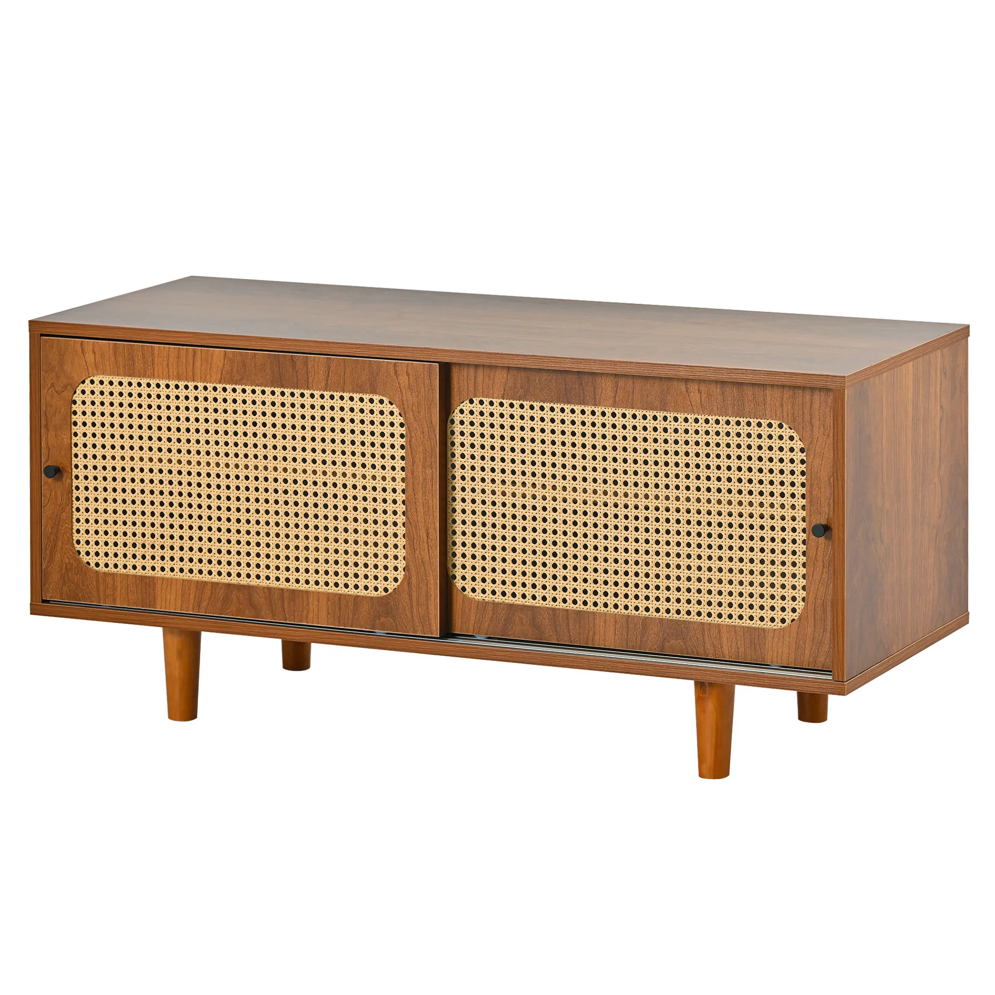 Rattan-Sideboard-Set für das Wohnzimmer – Kombination aus Rattankommode und Schuhschrank, Walnussfarbe – Detail 11