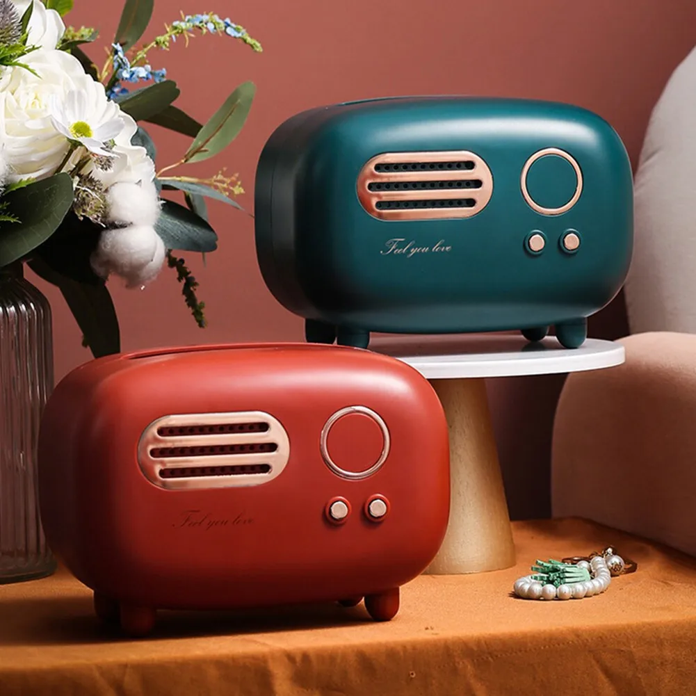 Retro Radio Model Tissue Box Desktop Paper Holder Home Living Room Tissue Box Case Vintage Dispenser Storage Napkin Case tissue dispenser tissue box