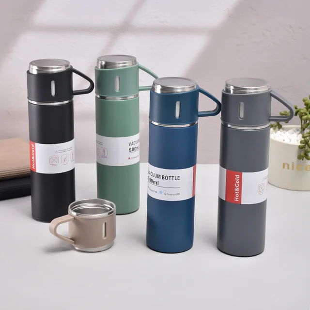 Vacuum Flask Gift Set Box With 3 Lids/cups