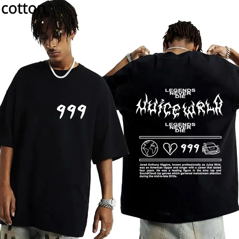 

Rapper Juice Wrld 999 Print T Shirts Men's Women's Trend Hip Hop Short Sleeve T-shirts Summer Fashion Vintage Oversized T-shirt