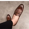 Genuine Leather Men Loafers Handmade Square Toe Butterfly-knot  Solid Handmade  Zapatos De Vestir Hombre 6