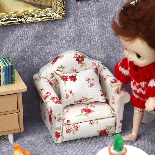 1:12 Miniature Dollhouse Mini Cute Sofa or Pillows for Dolls Kids Simulation Dollhouse Furniture Toy Gift Dollhouse Accessories 4