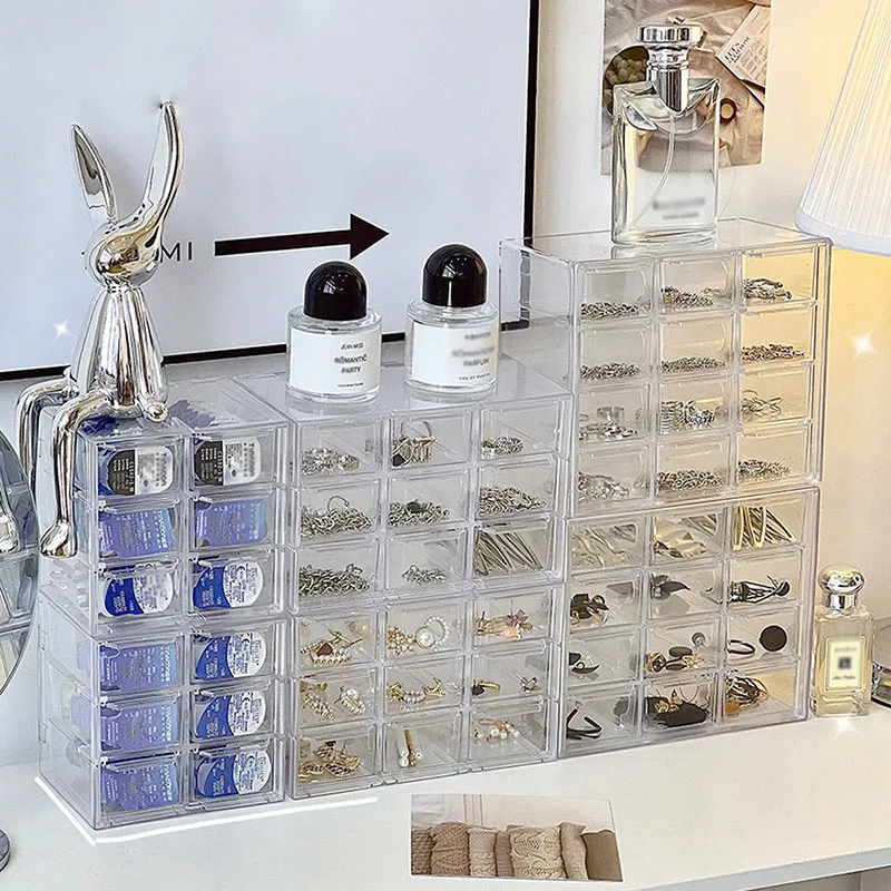 Acrylic Storage Box 6/9/12 Grids Jewelry Organizer Transparent Display for Earring Necklace Cosmetics Storage Case Drawer 6