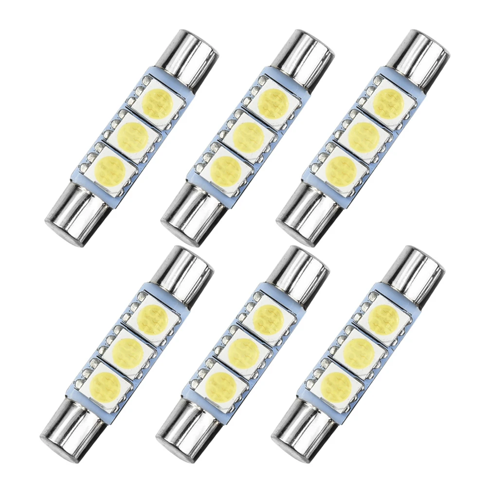 6pcs Xenon White 3SMD 6641 6614F LED Bulb SunVisor Makeup Mirror Light Car Truck LED Lights