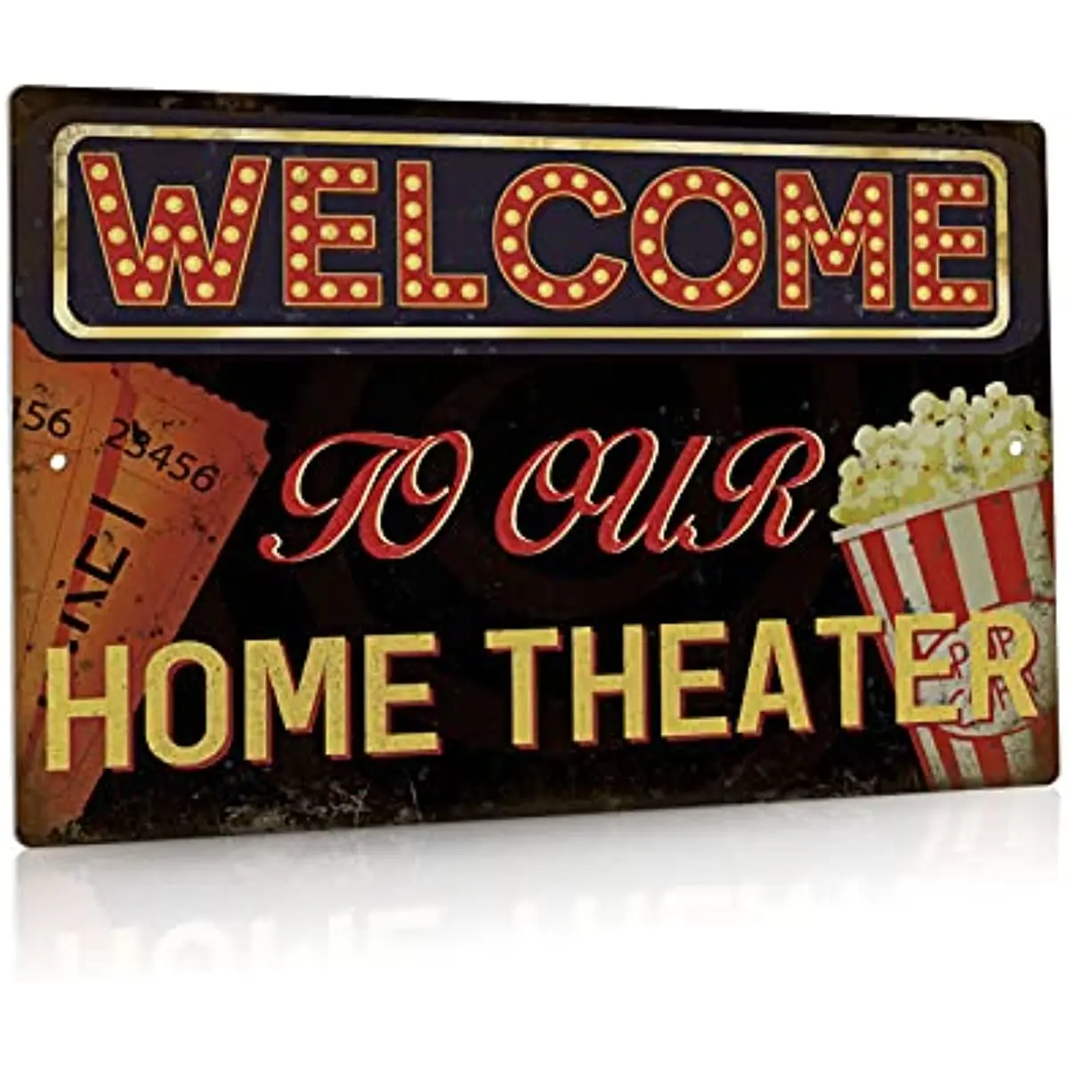 

Movie Theater Sign Vintage Wall Decor for Bar Cafes Pubs Media Room Aluminum Metal Sign Welcome to Our Home Theate