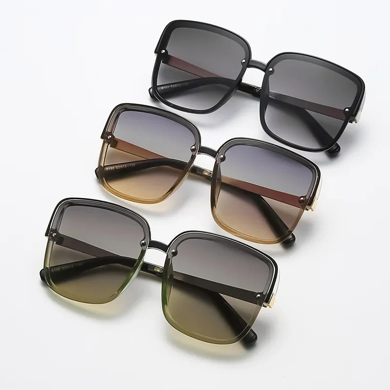 

Новинка европейские и американские модные квадратные женские солнцезащитные очки металлические градиентные солнцезащитные очки мужские Ins ветрозащитные уличные очки