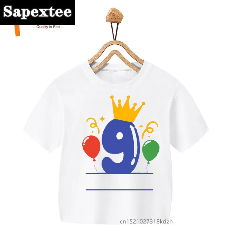 Girls' Summer White T-Shirt with Floral Balloon Print - Kawaii Birthday Design