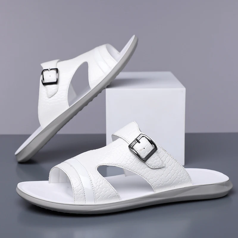 أحذية الشاطئ الخارجية للرجال ذات اللون الصلب، صناد...