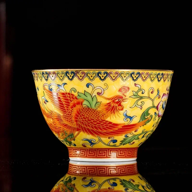 Chinese Style Ceramic Tea Set Teacup Household Enamel Color Tea Cup Coffee Wine Cups Tradition Tea Bowl Personal Single Cup