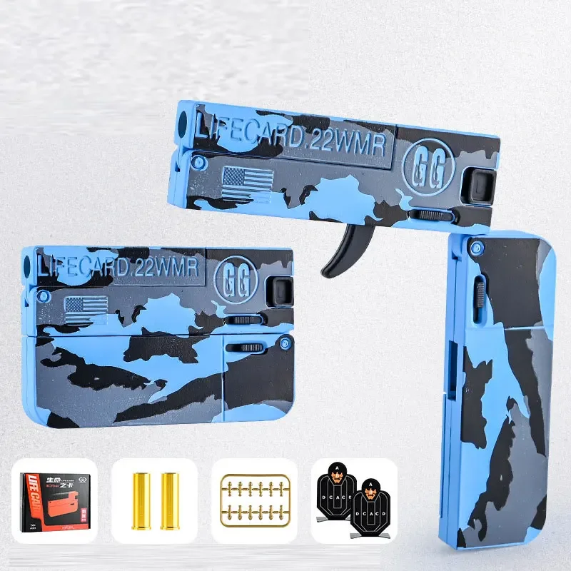 Toy Gun 2.0 Upgraded Lifecard Alloy Folding Gun Toy Soft Bullet Blaster Shooting Model Firing Pistol For Adults Kids Boys Birthday Gifts