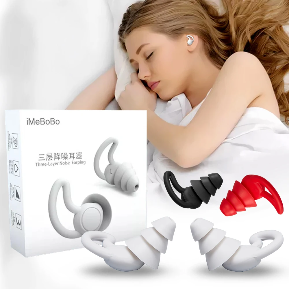 Silicone Sleeping Ear Plugs Sound Insulation Ear Protection Earplugs Anti-Noise Plugs for Travel Silicone Soft Noise Reduction 1pair 3mm 76mm big size hollow black silicone flexible double flared flesh ear tunnel plugs gauge expander stretchers jewelry