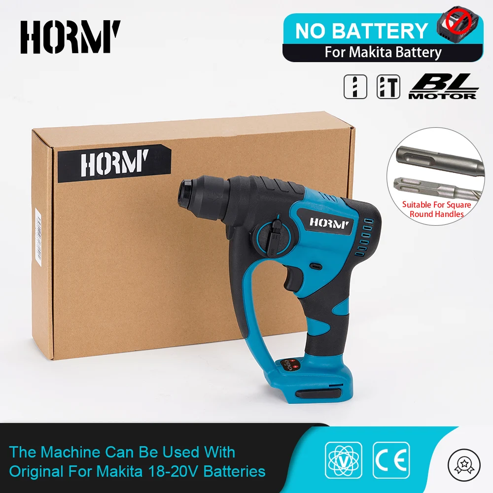 Brushless Cordless Hammer Drill Demolition Hammer Charged Electric Drill Rotary Power Tool No Battery For Makita 18V Battery