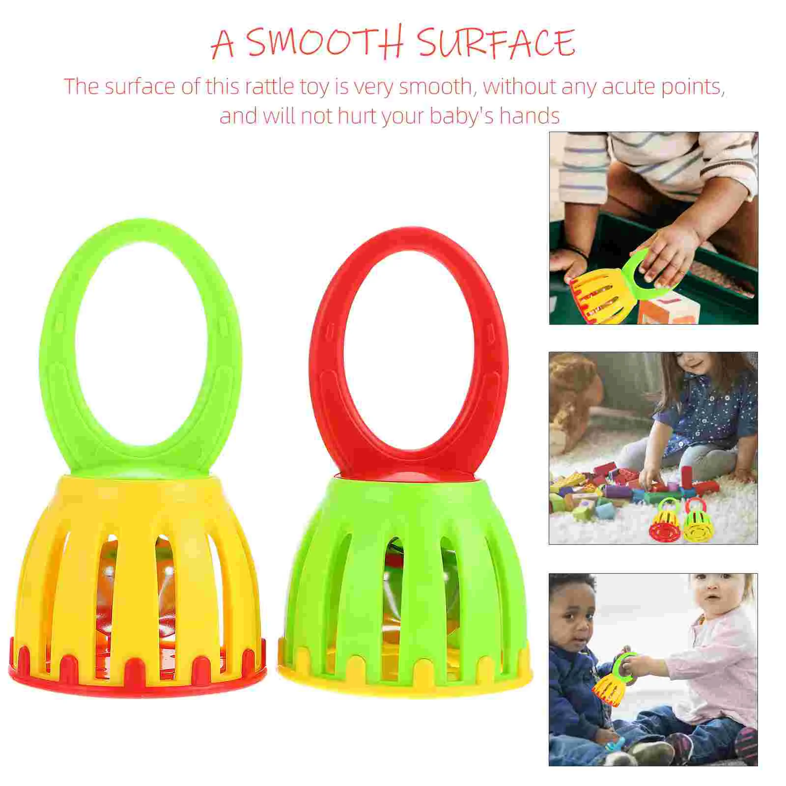 2Pcs Infant Baby Training Cage Design Handbell Kids Handheld