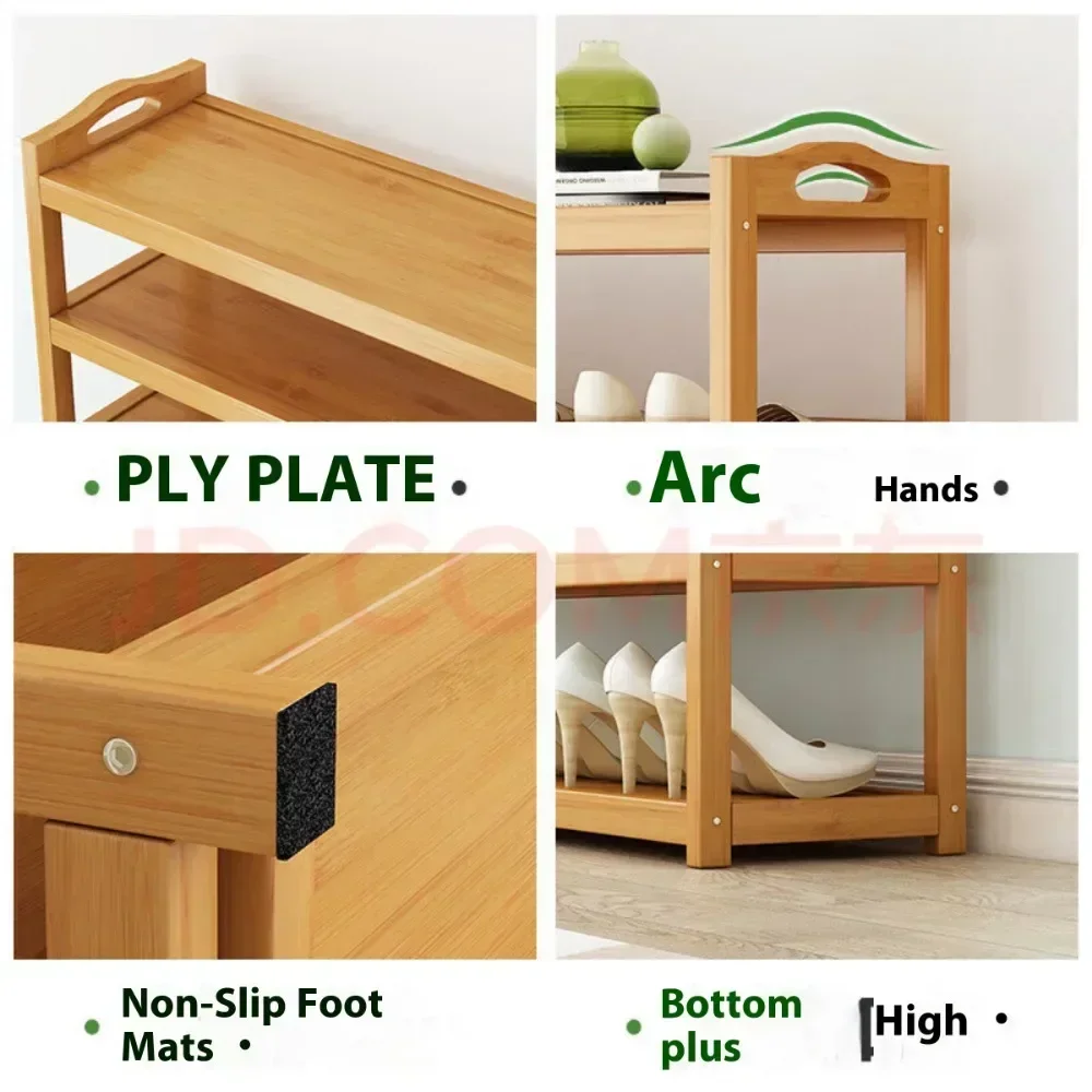 Home Furnishings Bamboo Shoe Rack With 4 Layers And 60 Lengths Living Room Natural Wood Shoe Rack Multilayer Shoes