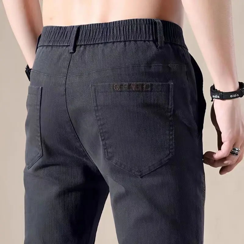 Summer Fashion Harajuku Slim Fit Male Clothes Loose Casual Trousers All Match Wide Leg Pants Solid Pockets Straight Leg Pants