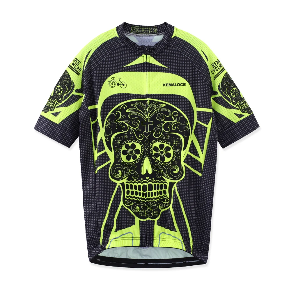 thumbnail image 1 of Maillot de ciclismo KEMALOCE de manga corta azul y negro para hombre, ropa de ciclismo de poliéster 2024, maillot de ciclismo para exteriores de secado rápido de verano, 1 of 5