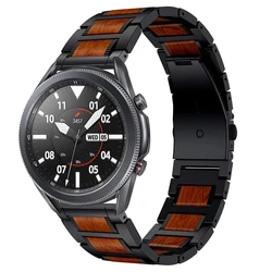 Wooden Metal Strap with Stainless Steel Wristband for other 22mm (Black)