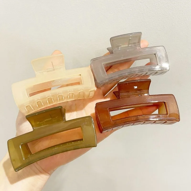 Big Clear Hair Claw Clip For Women Solid Plastic Hair Buckle Clips Crab Headwear Hair