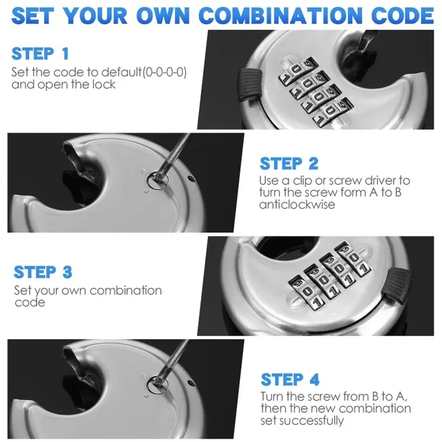 4 Digitals Code Password Combination Stainless Steel Lock Padlock Security Hardware Accessories Waterproof Smart Padlock 5