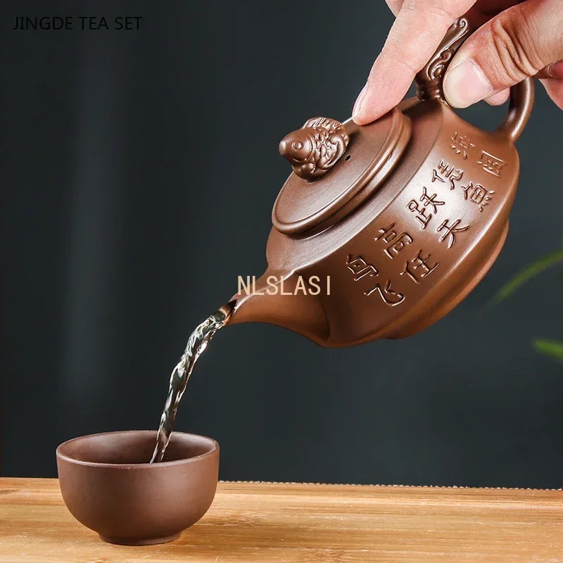1PCS 140ml Yixing Purple Clay Teapot Small Capacity Zhu mud Handmade Ball Hole Teapot zisha Tea Set