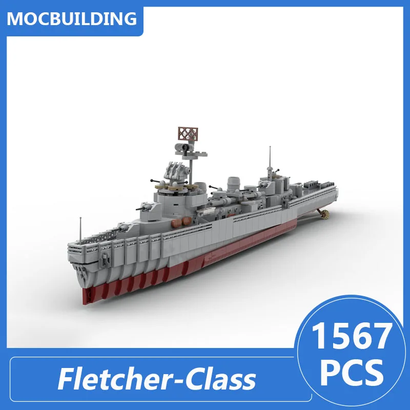 

Разрушитель Fletcher, модель масштаба 1:200, строительные блоки Moc, сборные блоки «сделай сам», развивающие игрушки для лодки, рождественские подарки, 1567 шт.