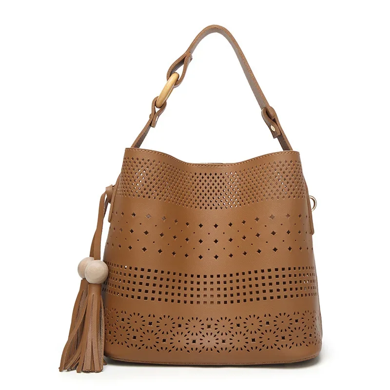 

Модная ажурная сумка через плечо с кисточками, женская элегантная Изысканная Повседневная кожаная сумка высокого качества, новинка, шикарный дизайн с внутренней сумкой