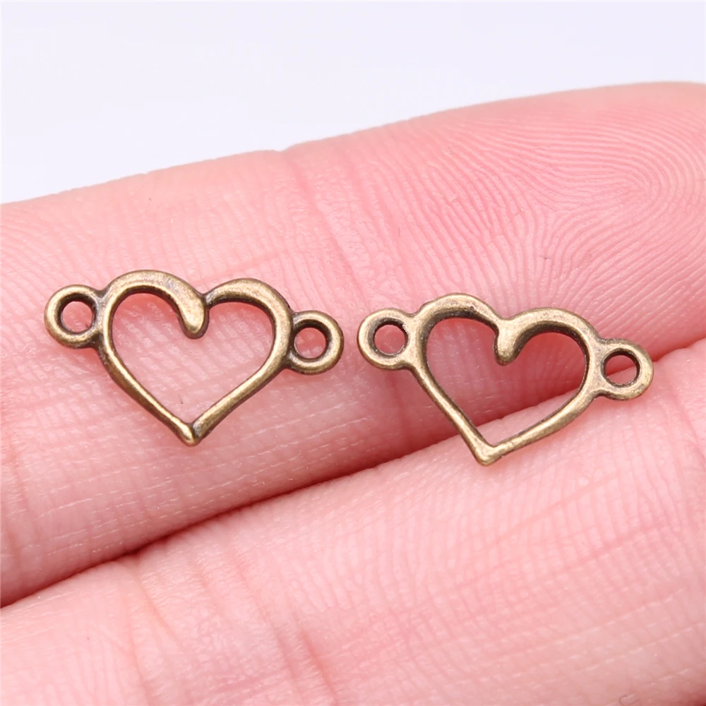 15x9mm Antique Silver Color Hollow Heart Connector Charms Jewelry Making DIY Jewelry Findings 40pcs silver charm alloy heart charms metal charm silver charms jewelry charms