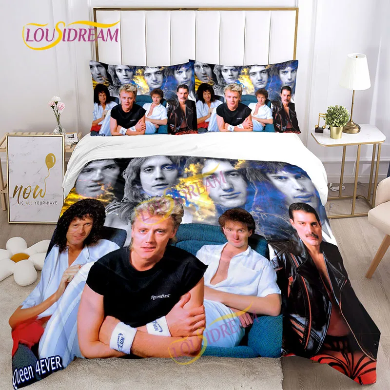 

Music Elements lover Freddie Mercury Quilt Cover Pillowcase Bedding Multi-size down Set Sheets Queen Band three-piece set