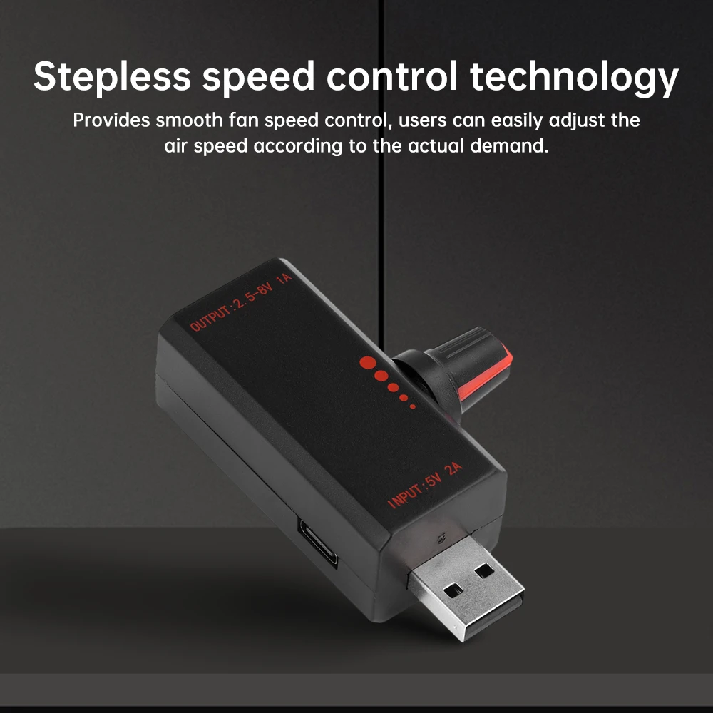 DC 5V/2A Fan Governor Stepless Speed Controller With Type-C USB Port Notebook/Mobile Phone /USB Water Pump Radiator Accessories